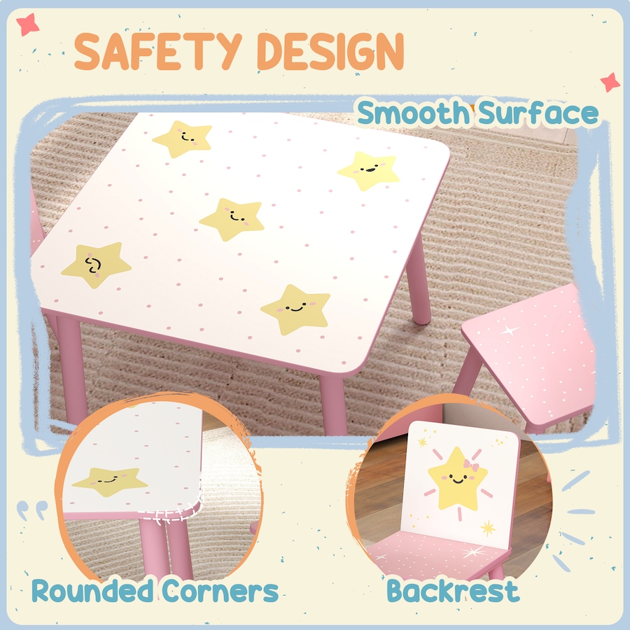 Image 976801_ALTMORE5.jpg, Product 976-801 / Price $75.99, Qaba 3-Piece Kids Table and Chair Set for Boys and Girls Aged 3-8, Pink from Qaba on TSC.ca's Home & Garden department