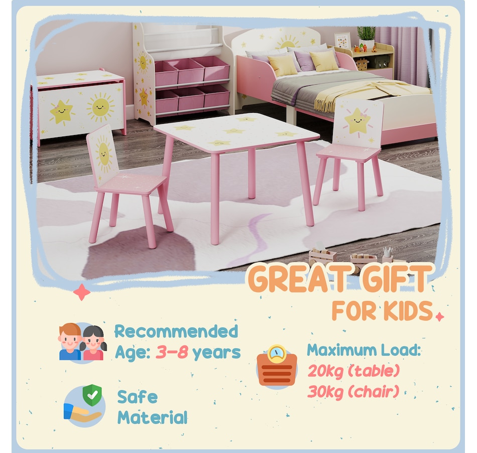 Image 976801_ALTMORE6.jpg, Product 976-801 / Price $76.99, Qaba 3-Piece Kids Table and Chair Set for Boys and Girls Aged 3-8, Pink from Qaba on TSC.ca's Home & Garden department