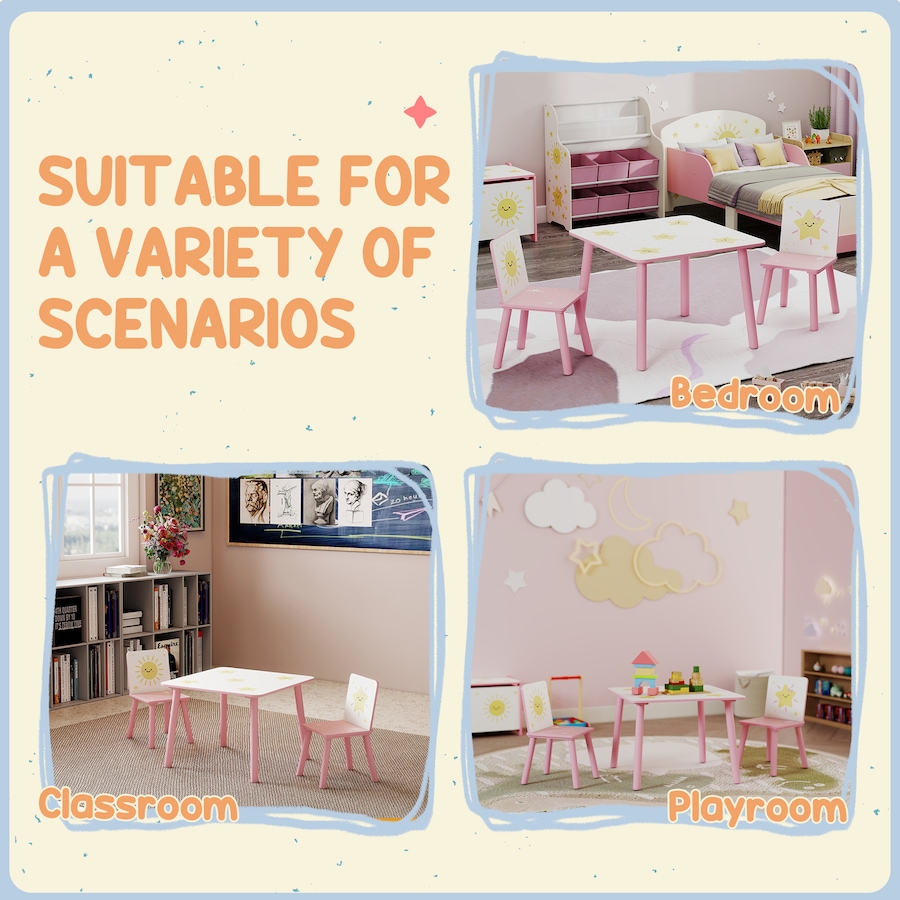 Image 976801_ALTMORE7.jpg, Product 976-801 / Price $75.99, Qaba 3-Piece Kids Table and Chair Set for Boys and Girls Aged 3-8, Pink from Qaba on TSC.ca's Home & Garden department