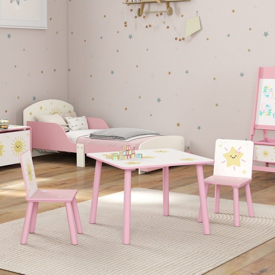 Image 976801_ALTMORE8.jpg, Product 976-801 / Price $75.99, Qaba 3-Piece Kids Table and Chair Set for Boys and Girls Aged 3-8, Pink from Qaba on TSC.ca's Home & Garden department