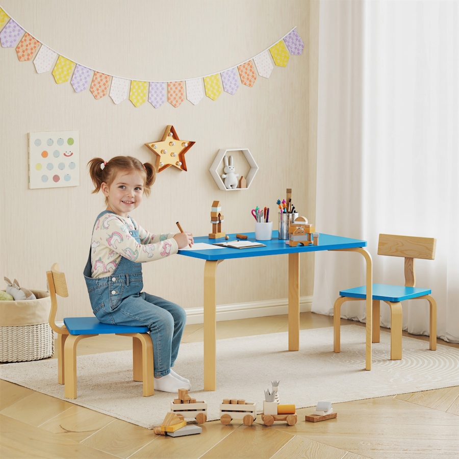 Image 976802_ALTMORE1.jpg, Product 976-802 / Price $54.99, Qaba Kids Table and 2 Chair Set, Toddler Table and Chairs, Blue from Qaba on TSC.ca's Home & Garden department