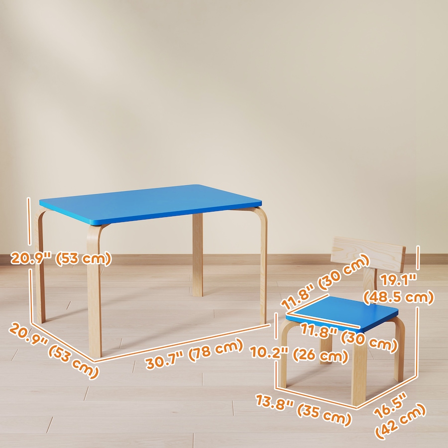 Image 976802_ALTMORE2.jpg, Product 976-802 / Price $54.99, Qaba Kids Table and 2 Chair Set, Toddler Table and Chairs, Blue from Qaba on TSC.ca's Home & Garden department