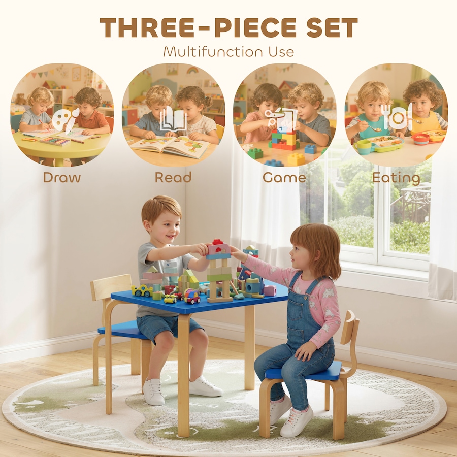 Image 976802_ALTMORE3.jpg, Product 976-802 / Price $54.99, Qaba Kids Table and 2 Chair Set, Toddler Table and Chairs, Blue from Qaba on TSC.ca's Home & Garden department