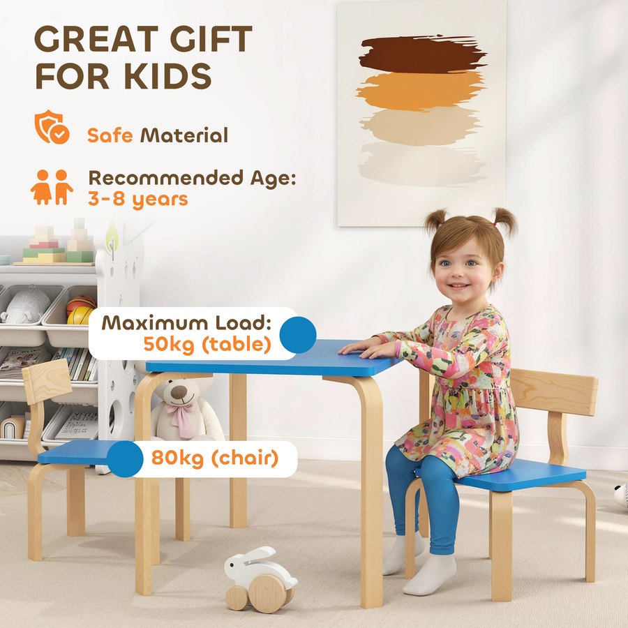 Image 976802_ALTMORE5.jpg, Product 976-802 / Price $54.99, Qaba Kids Table and 2 Chair Set, Toddler Table and Chairs, Blue from Qaba on TSC.ca's Home & Garden department