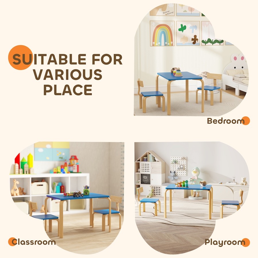 Image 976802_ALTMORE6.jpg, Product 976-802 / Price $54.99, Qaba Kids Table and 2 Chair Set, Toddler Table and Chairs, Blue from Qaba on TSC.ca's Home & Garden department