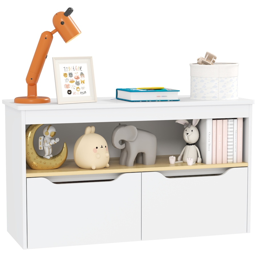 Image 976803.jpg, Product 976-803 / Price $109.99, Qaba Kids Bookshelf with 2 Drawers, Large Tabletop, Storage Shelf, White from Qaba on TSC.ca's Home & Garden department