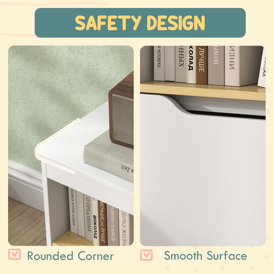 Image 976803_ALTMORE4.jpg, Product 976-803 / Price $109.99, Qaba Kids Bookshelf with 2 Drawers, Large Tabletop, Storage Shelf, White from Qaba on TSC.ca's Home & Garden department