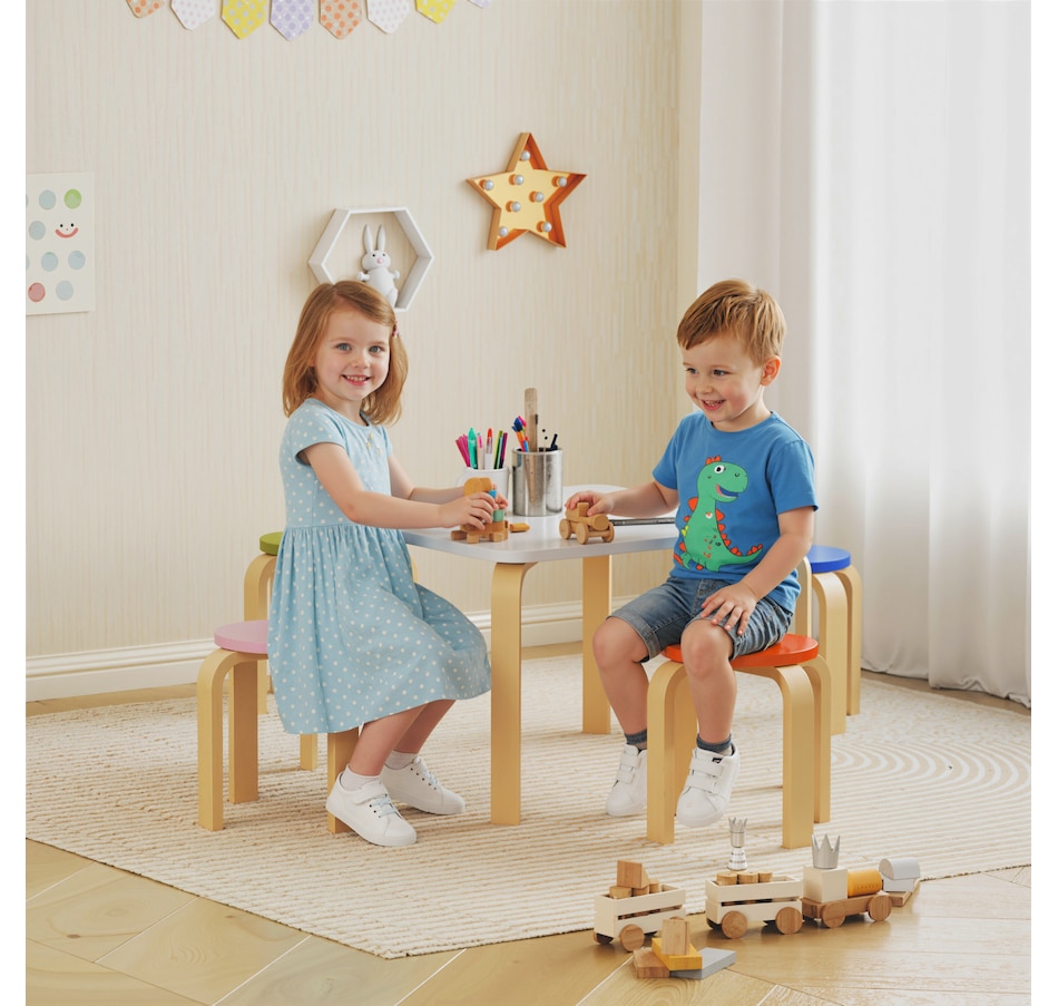 Image 976804_ALTMORE1.jpg, Product 976-804 / Price $89.99, Qaba Kids Table and Chair Set, Kids Table and 4 Chair Set for Toddlers from Qaba on TSC.ca's Home & Garden department