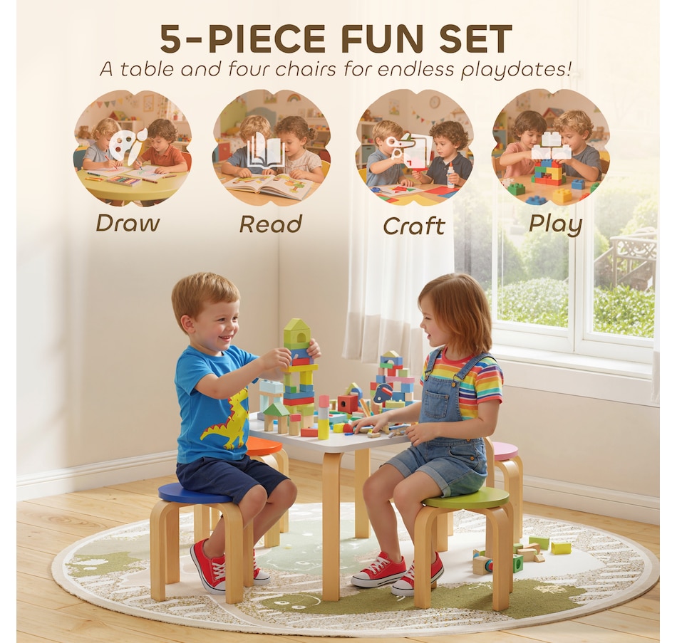 Image 976804_ALTMORE3.jpg, Product 976-804 / Price $89.99, Qaba Kids Table and Chair Set, Kids Table and 4 Chair Set for Toddlers from Qaba on TSC.ca's Home & Garden department