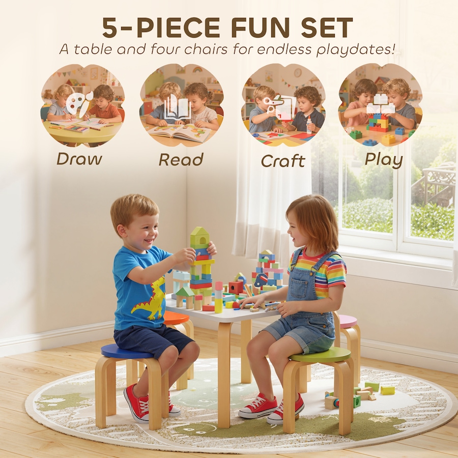 Image 976804_ALTMORE3.jpg, Product 976-804 / Price $89.99, Qaba Kids Table and Chair Set, Kids Table and 4 Chair Set for Toddlers from Qaba on TSC.ca's Home & Garden department