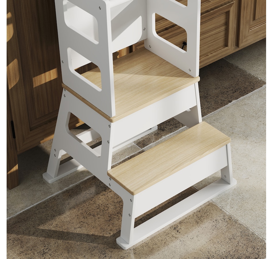 Image 976806_ALTMORE7.jpg, Product 976-806 / Price $86.99, Qaba 2 in 1 Toddler Tower Kitchen Helper w/ Chalkboard, Safety Rail, White from Qaba on TSC.ca's Home & Garden department