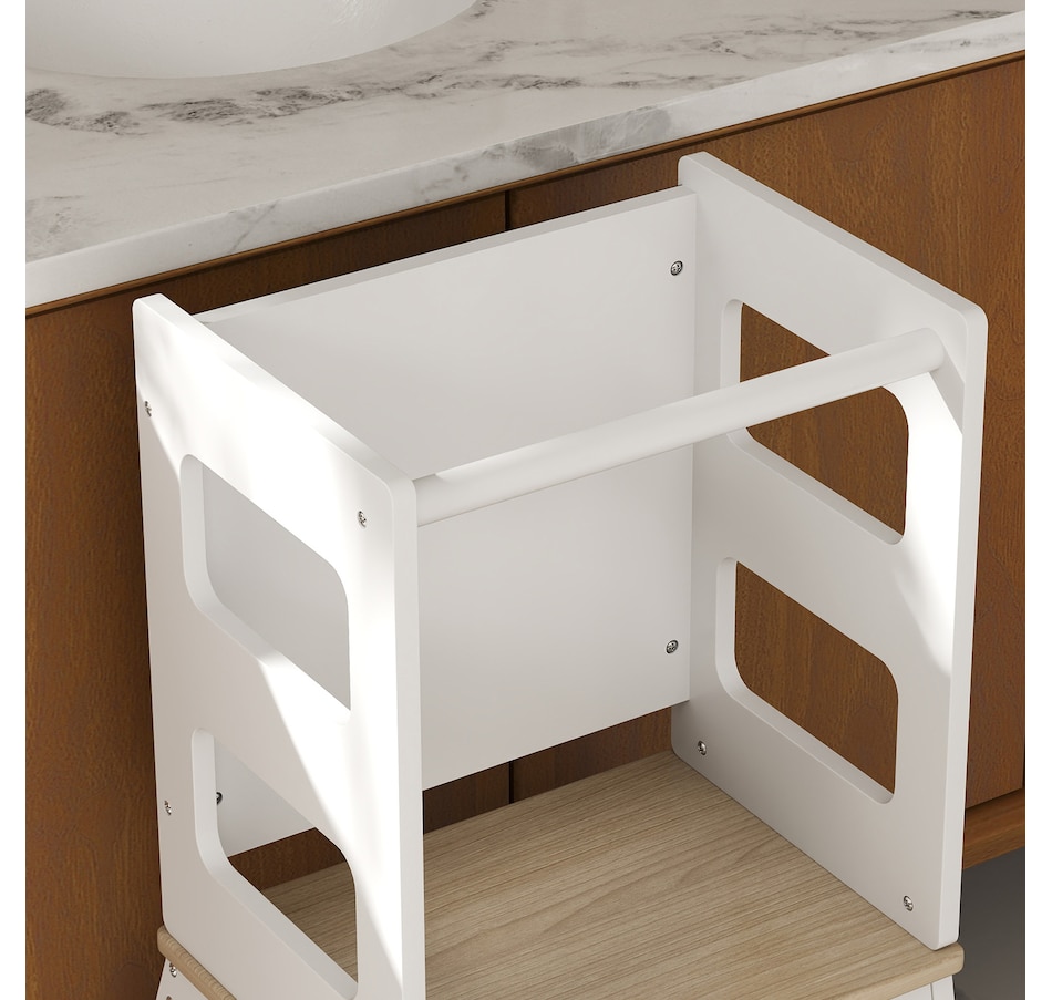 Image 976806_ALTMORE8.jpg, Product 976-806 / Price $86.99, Qaba 2 in 1 Toddler Tower Kitchen Helper w/ Chalkboard, Safety Rail, White from Qaba on TSC.ca's Home & Garden department