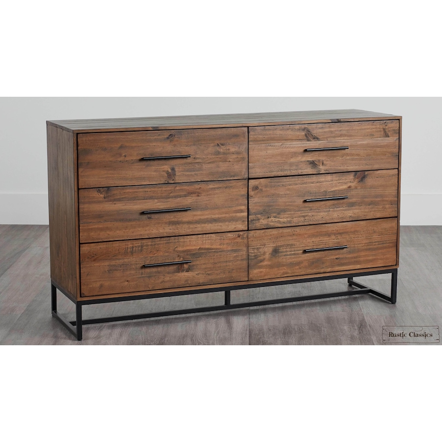 Image 976811.jpg, Product 976-811 / Price $1,299.99, Rustic Classics Blackcomb Reclaimed Wood and Metal 6 Drawer Dresser in Coffee Bean from Rustic Classics on TSC.ca's Home & Garden department