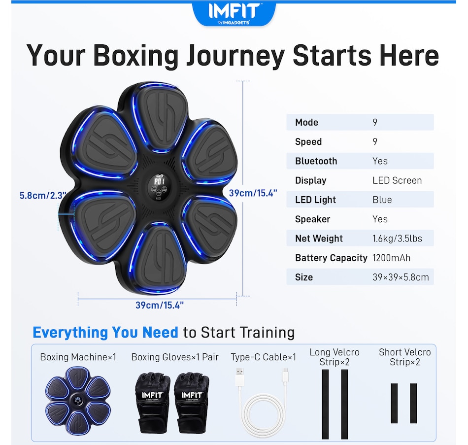 Image 976820_ALTMORE12.jpg, Product 976-820 / Price $149.99, IMFIT 2026 Smart Music Boxing Machine with Gloves | 9 Speed & Training Modes from IMFIT on TSC.ca's Health & Fitness department