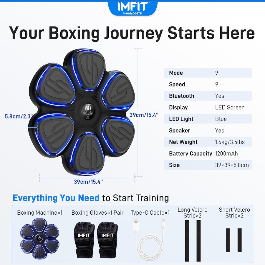 Image 976820_ALTMORE12.jpg, Product 976-820 / Price $87.99, IMFIT 2026 Smart Music Boxing Machine with Gloves | 9 Speed & Training Modes from IMFIT on TSC.ca's Health & Fitness department