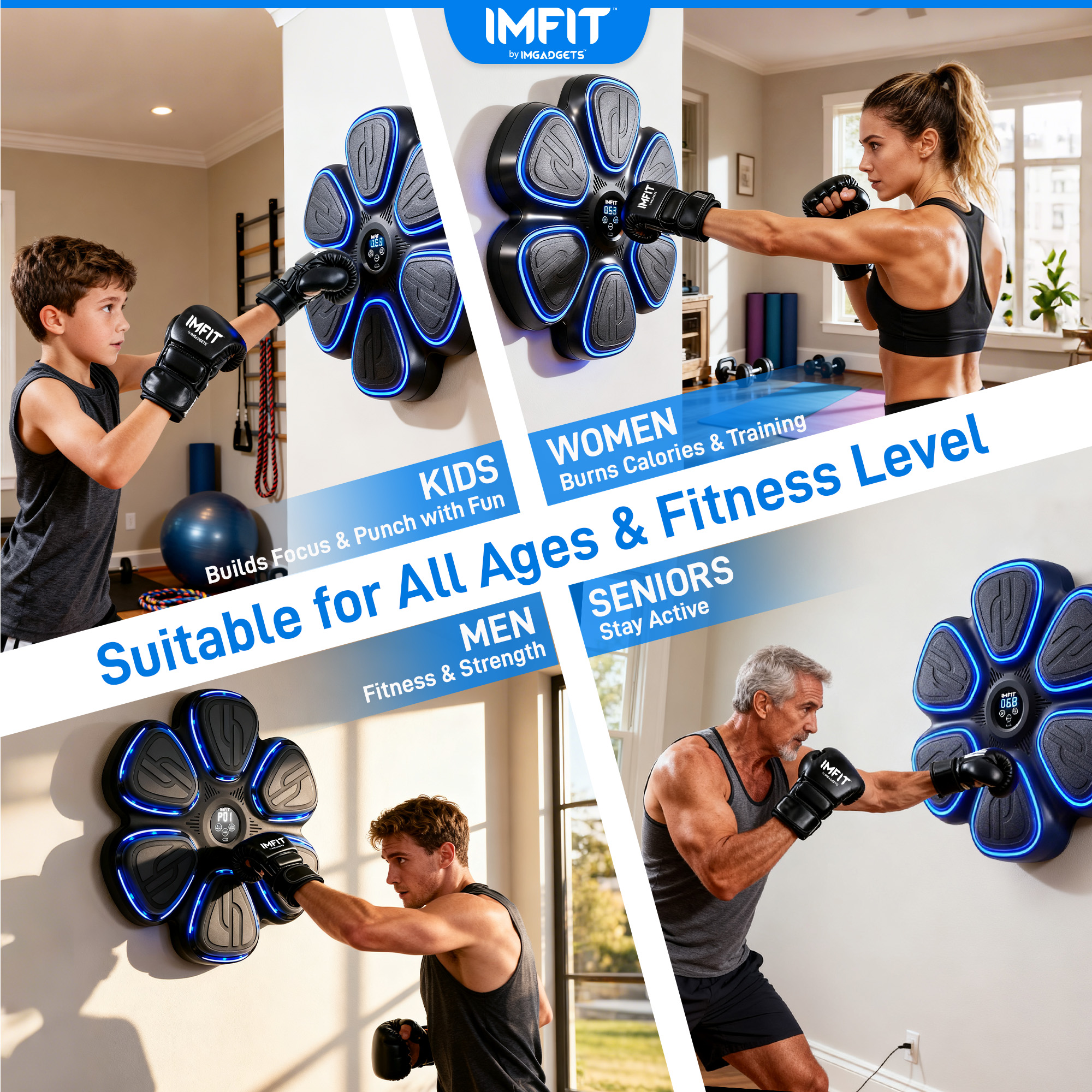 IMFIT 2026 Smart Music Boxing Machine with Gloves | 9 Speed
