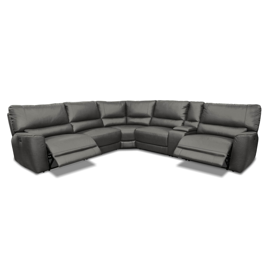 Image 976841_ALTMORE1.jpg, Product 976-841 / Price $4,359.99, Levoluxe Atlas Corner Sectional Sofa with Console, 2 Power Recliners and 2 Manual Recliners in Ryder Grey Leather Match from Levoluxe on TSC.ca's Home & Garden department