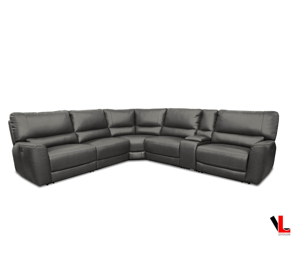 Image 976841_ALTMORE2.jpg, Product 976-841 / Price $4,359.99, Levoluxe Atlas Corner Sectional Sofa with Console, 2 Power Recliners and 2 Manual Recliners in Ryder Grey Leather Match from Levoluxe on TSC.ca's Home & Garden department