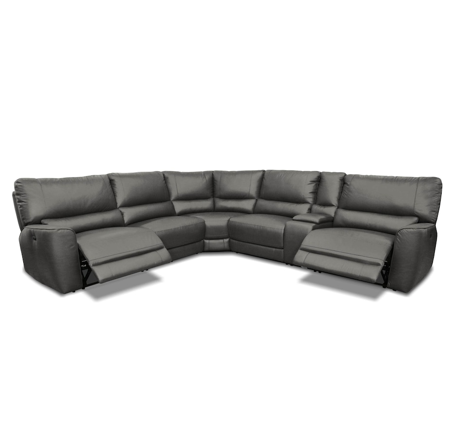 Image 976841_ALTMORE4.jpg, Product 976-841 / Price $4,359.99, Levoluxe Atlas Corner Sectional Sofa with Console, 2 Power Recliners and 2 Manual Recliners in Ryder Grey Leather Match from Levoluxe on TSC.ca's Home & Garden department