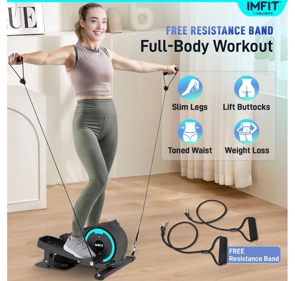 Image 976864_ALTMORE2.jpg, Product 976-864 / Price $189.99, IMFIT Elliptical Trainer with free resistance band | 350 lb Weight Capacity | Ultra-Quiet (20dB) | 8 Resistance Levels | Low-Impact Exercise | Portable & Lightweight | Space-Saving Design | Digital Display | Improved Cardiovascular Health from IMFIT on TSC.ca's Health & Fitness department