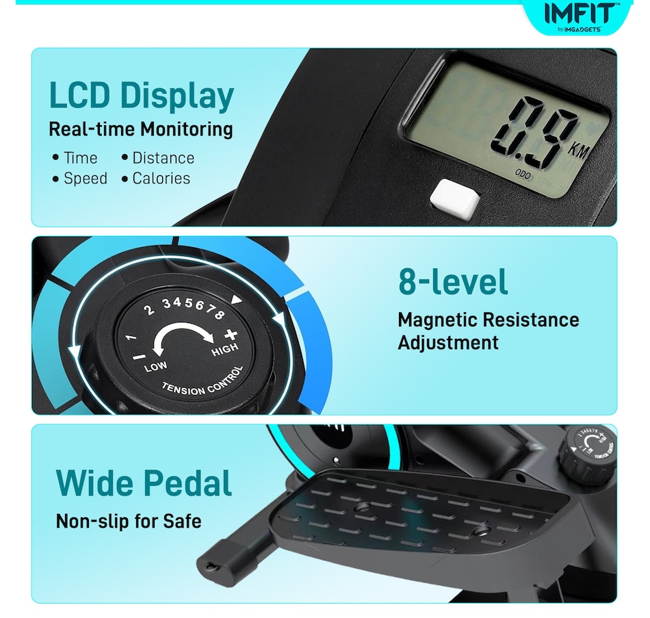 Image 976864_ALTMORE3.jpg, Product 976-864 / Price $189.99, IMFIT Elliptical Trainer with free resistance band | 350 lb Weight Capacity | Ultra-Quiet (20dB) | 8 Resistance Levels | Low-Impact Exercise | Portable & Lightweight | Space-Saving Design | Digital Display | Improved Cardiovascular Health from IMFIT on TSC.ca's Health & Fitness department