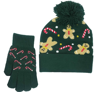 2 PC HOLIDAY HAT GLOVE SET