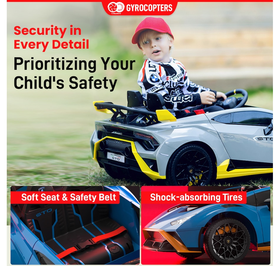 Image 978823_ALTMORE1.jpg, Product 978-823 / Price $349.99, Lamborghini Kids Two-seater Huracan STO Ride on car | Verde Ermes | Speed: up to 6 km/h | Run time Up to 55 Minutes | Remote Control | Interactive Play | Realistic Sounds | Safe Design | LED Lights | Functional opening doors | 12V Rechargeable Battery from IMGadgets on TSC.ca's Toys & Hobbies department