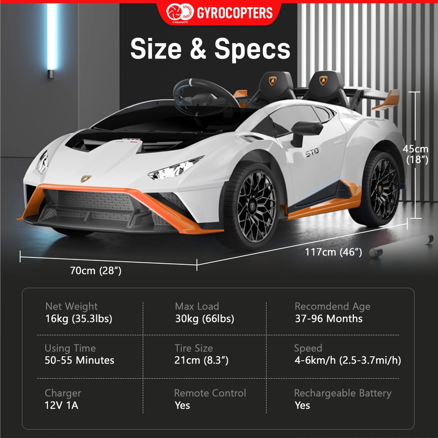 Image 978823_ALTMORE11.jpg, Product 978-823 / Price $381.99 - $382.99, Lamborghini Kids Two-Seater Huracan STO Ride-on Car | Two Seater from IMGadgets on TSC.ca's Toys & Hobbies department