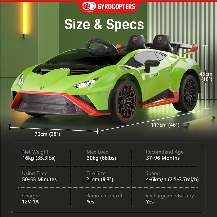 Image 978823_ALTMORE13.jpg, Product 978-823 / Price $381.99 - $382.99, Lamborghini Kids Two-Seater Huracan STO Ride-on Car | Two Seater from IMGadgets on TSC.ca's Toys & Hobbies department