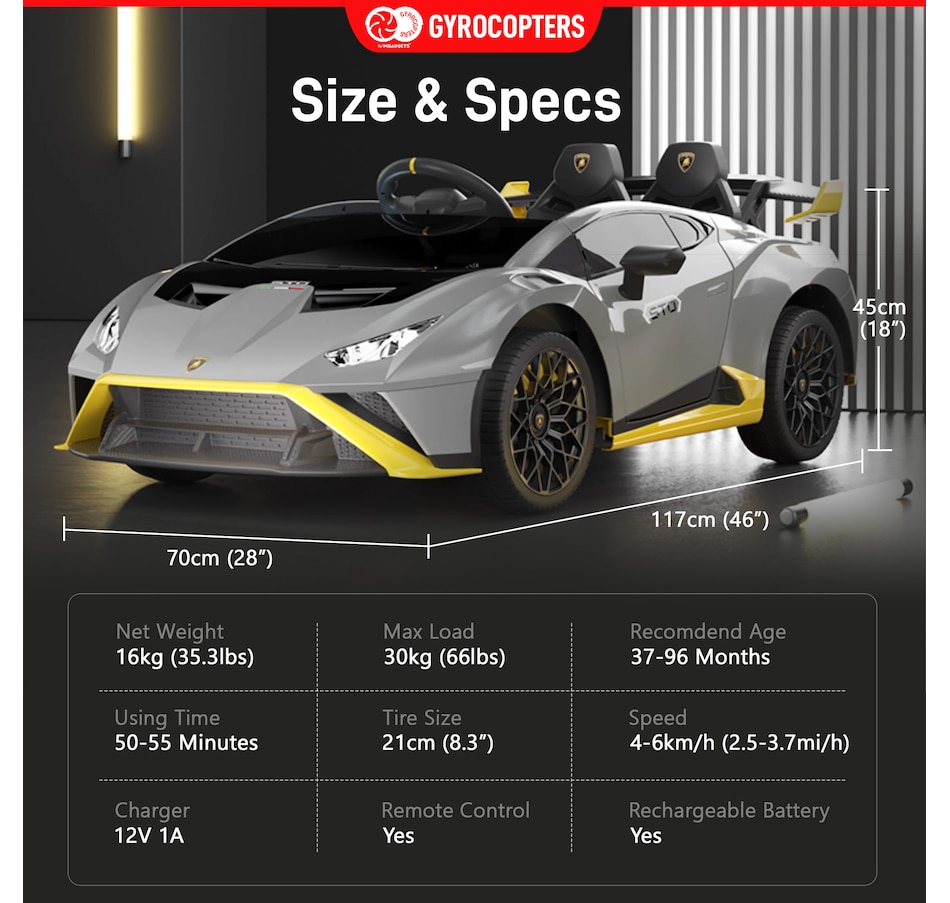 Image 978823_ALTMORE2.jpg, Product 978-823 / Price $349.99, Lamborghini Kids Two-seater Huracan STO Ride on car | Verde Ermes | Speed: up to 6 km/h | Run time Up to 55 Minutes | Remote Control | Interactive Play | Realistic Sounds | Safe Design | LED Lights | Functional opening doors | 12V Rechargeable Battery from IMGadgets on TSC.ca's Toys & Hobbies department