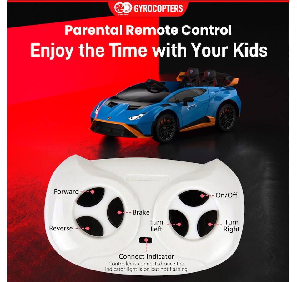 Image 978823_ALTMORE4.jpg, Product 978-823 / Price $349.99, Lamborghini Kids Two-seater Huracan STO Ride on car | Verde Ermes | Speed: up to 6 km/h | Run time Up to 55 Minutes | Remote Control | Interactive Play | Realistic Sounds | Safe Design | LED Lights | Functional opening doors | 12V Rechargeable Battery from IMGadgets on TSC.ca's Toys & Hobbies department
