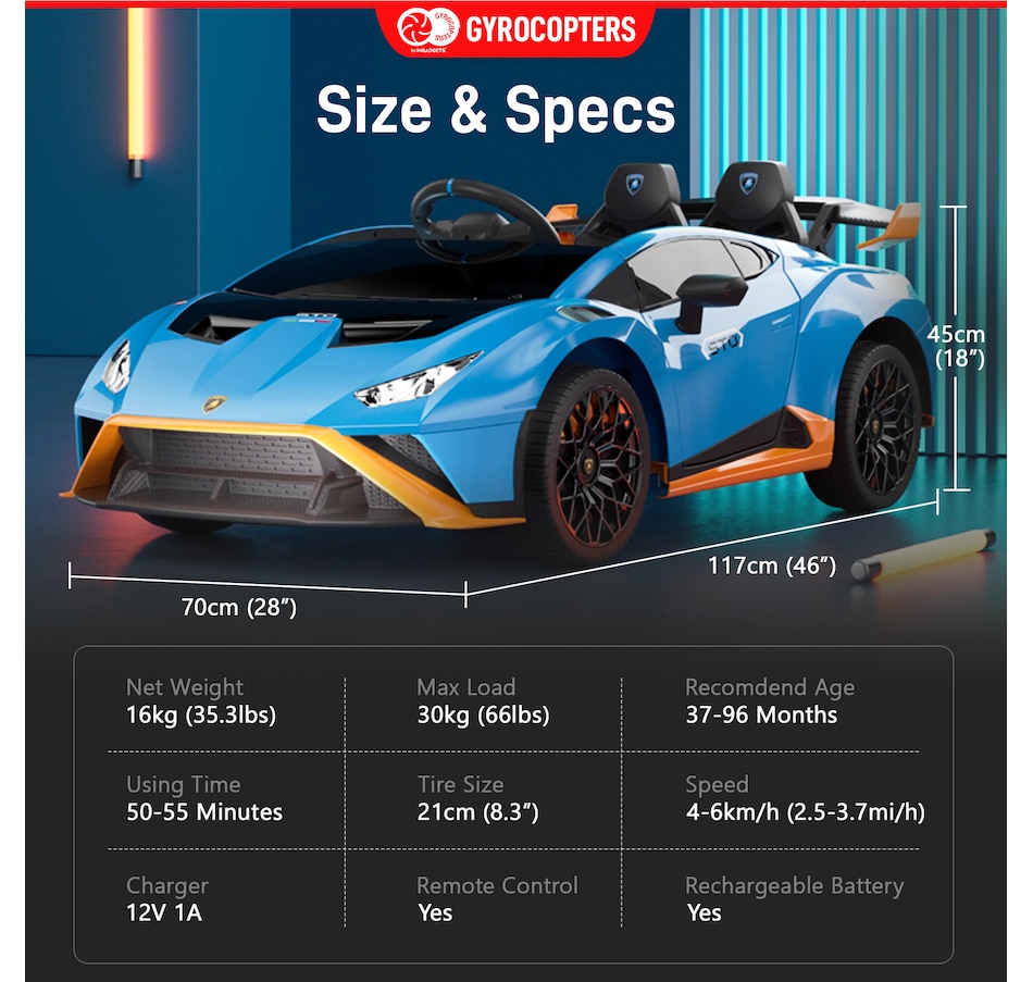 Image 978823_ALTMORE6.jpg, Product 978-823 / Price $349.99, Lamborghini Kids Two-seater Huracan STO Ride on car | Verde Ermes | Speed: up to 6 km/h | Run time Up to 55 Minutes | Remote Control | Interactive Play | Realistic Sounds | Safe Design | LED Lights | Functional opening doors | 12V Rechargeable Battery from IMGadgets on TSC.ca's Toys & Hobbies department