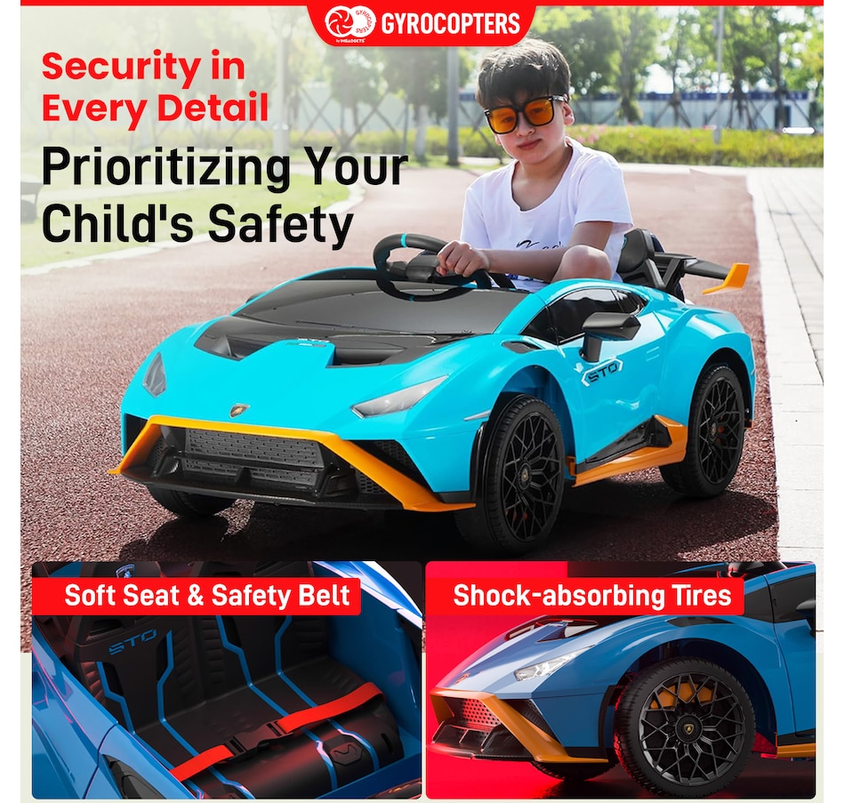 Image 978823_ALTMORE9.jpg, Product 978-823 / Price $349.99, Lamborghini Kids Two-seater Huracan STO Ride on car | Verde Ermes | Speed: up to 6 km/h | Run time Up to 55 Minutes | Remote Control | Interactive Play | Realistic Sounds | Safe Design | LED Lights | Functional opening doors | 12V Rechargeable Battery from IMGadgets on TSC.ca's Toys & Hobbies department