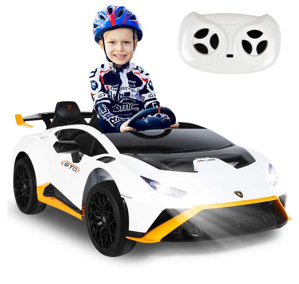 Image 978823_ST02.jpg, Product 978-823 / Price $349.99, Lamborghini Kids Two-seater Huracan STO Ride on car | Verde Ermes | Speed: up to 6 km/h | Run time Up to 55 Minutes | Remote Control | Interactive Play | Realistic Sounds | Safe Design | LED Lights | Functional opening doors | 12V Rechargeable Battery from IMGadgets on TSC.ca's Toys & Hobbies department