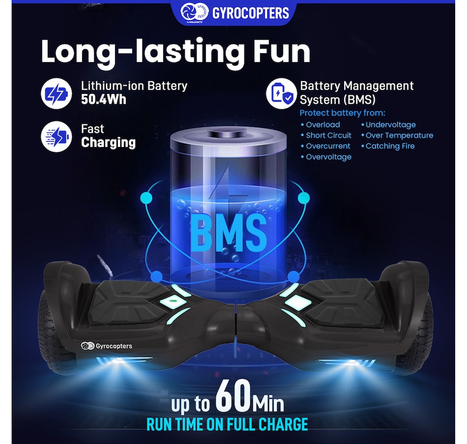 Image 978824_ALTMORE10.jpg, Product 978-824 / Price $219.99 - $229.99, Gyrocopters Prime All New 2025 Hoverboard | Speed up to 15km/h | 300W Powerful Motor | 6.5” LED wheels | 165 lbs weight capacity | UL2272 certified with Wireless Music Speaker offering a range up to 8 km (RED) from Gyrocopters on TSC.ca's Health & Fitness department