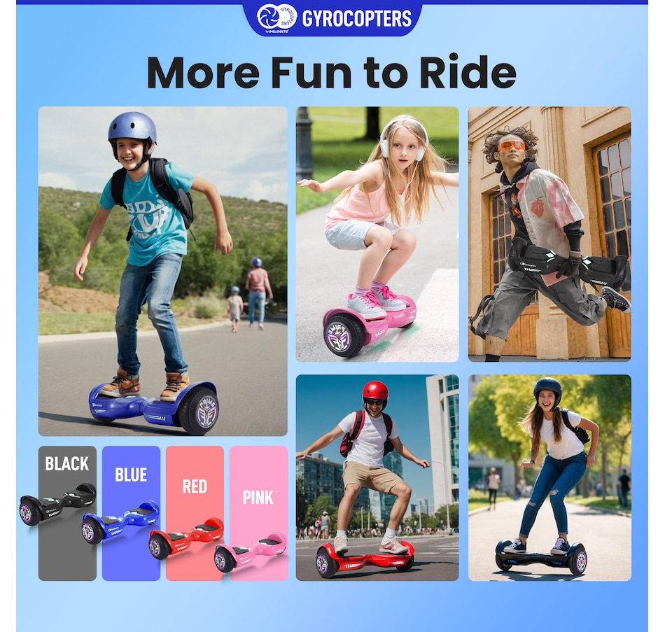 Image 978824_ALTMORE12.jpg, Product 978-824 / Price $219.99 - $229.99, Gyrocopters Prime All New 2025 Hoverboard | Speed up to 15km/h | 300W Powerful Motor | 6.5” LED wheels | 165 lbs weight capacity | UL2272 certified with Wireless Music Speaker offering a range up to 8 km (RED) from Gyrocopters on TSC.ca's Health & Fitness department