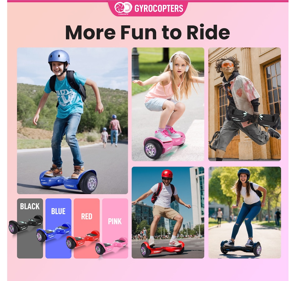 Image 978824_ALTMORE18.jpg, Product 978-824 / Price $219.99 - $229.99, Gyrocopters Prime All New 2025 Hoverboard | Speed up to 15km/h | 300W Powerful Motor | 6.5” LED wheels | 165 lbs weight capacity | UL2272 certified with Wireless Music Speaker offering a range up to 8 km (RED) from Gyrocopters on TSC.ca's Health & Fitness department