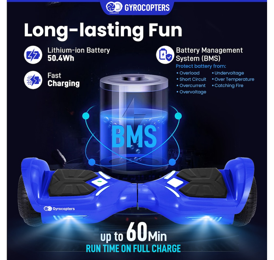 Image 978824_ALTMORE22.jpg, Product 978-824 / Price $219.99 - $229.99, Gyrocopters Prime All New 2025 Hoverboard | Speed up to 15km/h | 300W Powerful Motor | 6.5” LED wheels | 165 lbs weight capacity | UL2272 certified with Wireless Music Speaker offering a range up to 8 km (RED) from Gyrocopters on TSC.ca's Health & Fitness department