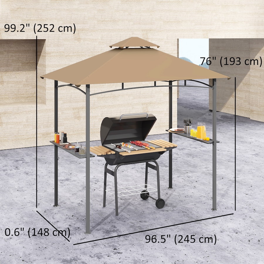 Image 980662_ALTMORE2.jpg, Product 980-662 / Price $124.99, Outsunny 8' x 5' BBQ Grill Gazebo Tent for Outdoor Sun Shade, Khaki from Outsunny on TSC.ca's Home & Garden department