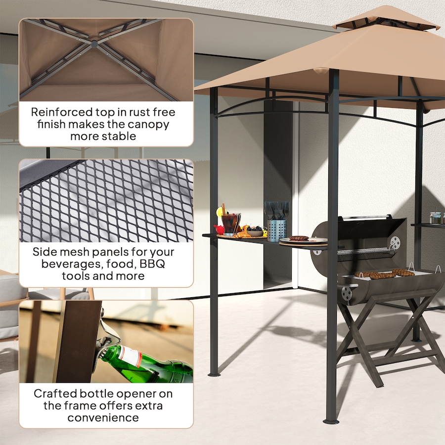 Image 980662_ALTMORE4.jpg, Product 980-662 / Price $124.99, Outsunny 8' x 5' BBQ Grill Gazebo Tent for Outdoor Sun Shade, Khaki from Outsunny on TSC.ca's Home & Garden department