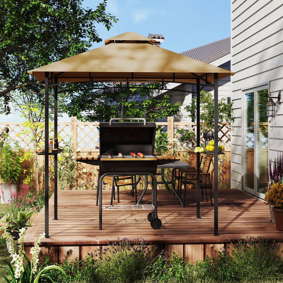 Image 980662_ALTMORE6.jpg, Product 980-662 / Price $124.99, Outsunny 8' x 5' BBQ Grill Gazebo Tent for Outdoor Sun Shade, Khaki from Outsunny on TSC.ca's Home & Garden department