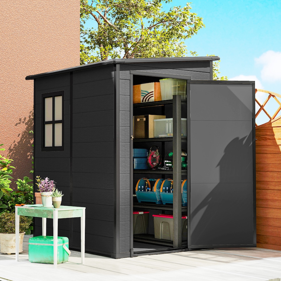 Image 980663_ALTMORE1.jpg, Product 980-663 / Price $519.99, Outsunny 4 x 5FT Lean to Outdoor Storage Shed Plastic Garden Tool Storage from Outsunny on TSC.ca's Home & Garden department