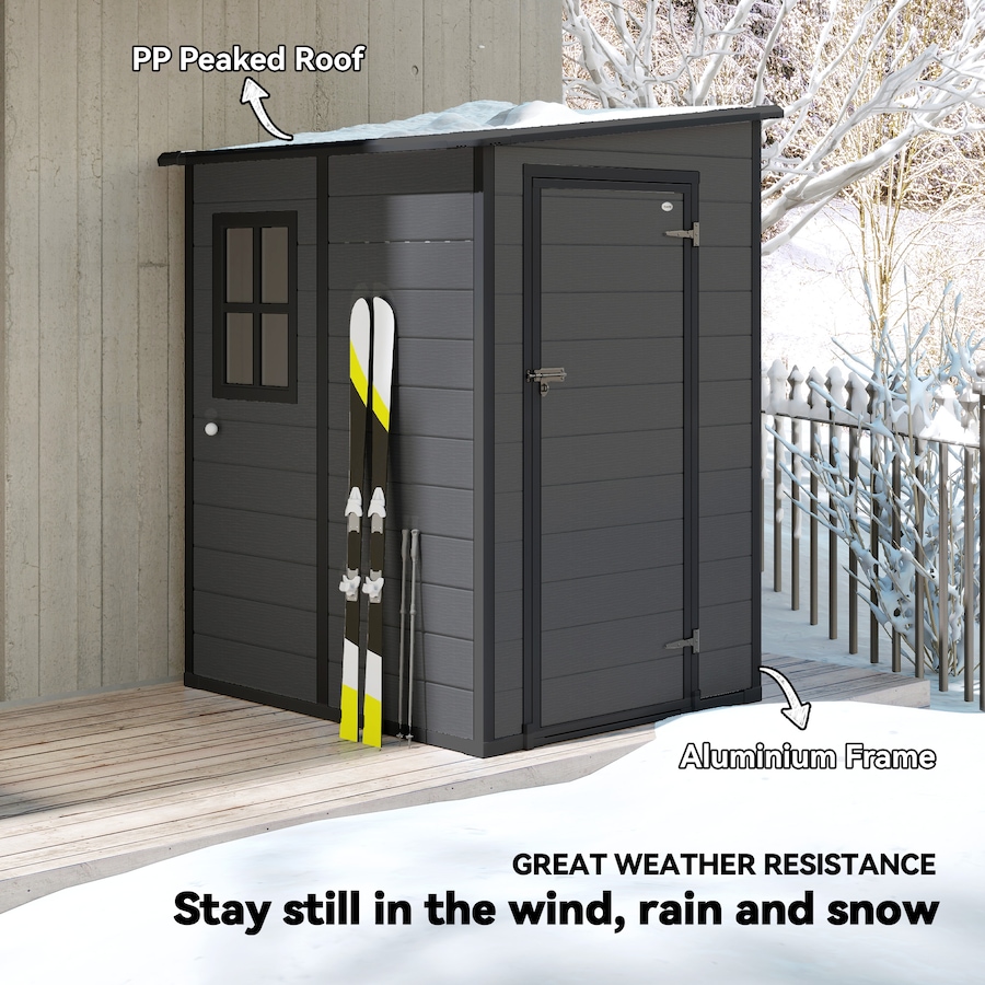 Image 980663_ALTMORE3.jpg, Product 980-663 / Price $519.99, Outsunny 4 x 5FT Lean to Outdoor Storage Shed Plastic Garden Tool Storage from Outsunny on TSC.ca's Home & Garden department
