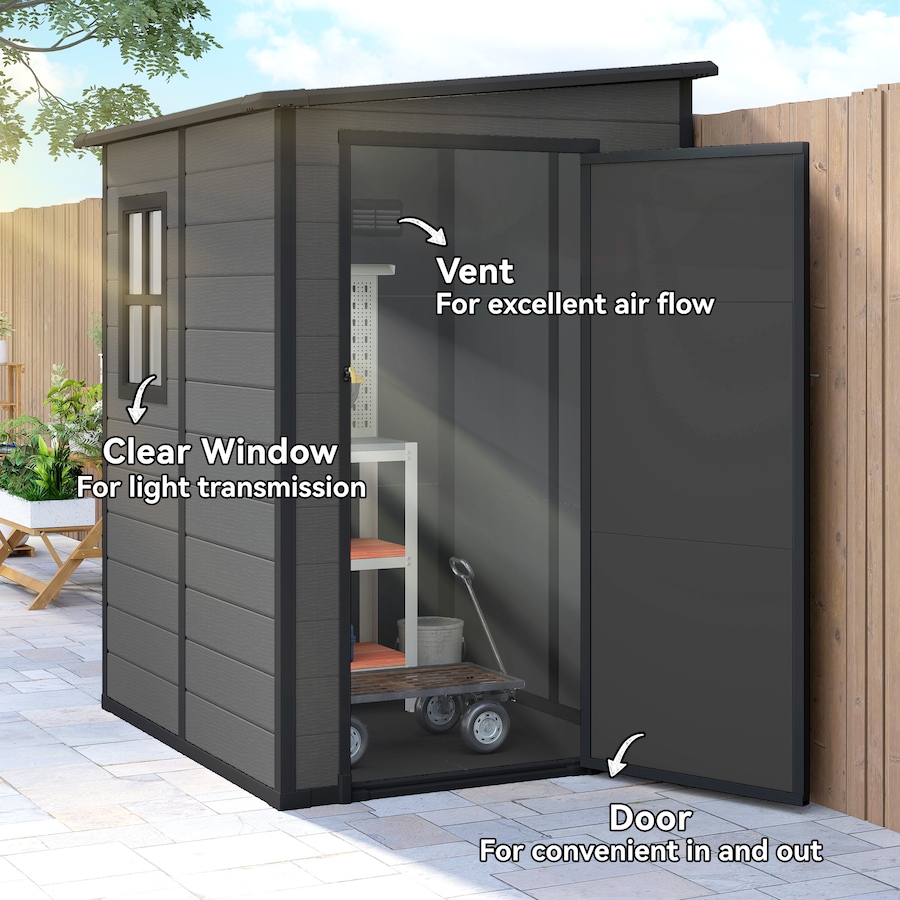 Image 980663_ALTMORE4.jpg, Product 980-663 / Price $519.99, Outsunny 4 x 5FT Lean to Outdoor Storage Shed Plastic Garden Tool Storage from Outsunny on TSC.ca's Home & Garden department