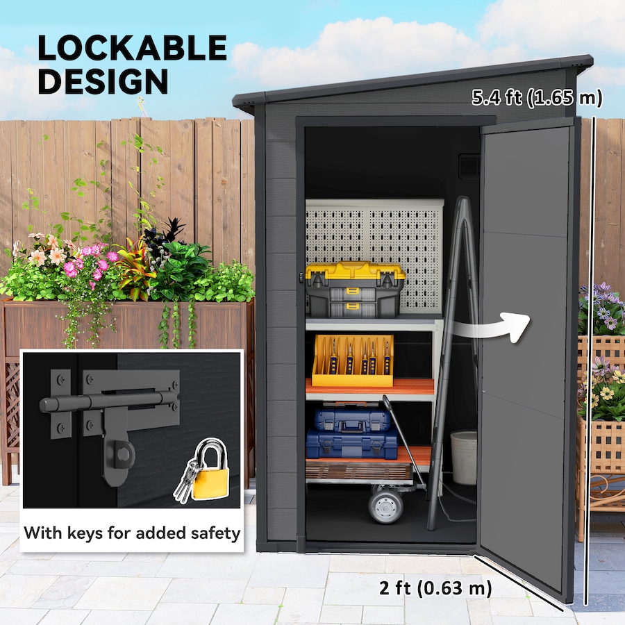 Image 980663_ALTMORE5.jpg, Product 980-663 / Price $519.99, Outsunny 4 x 5FT Lean to Outdoor Storage Shed Plastic Garden Tool Storage from Outsunny on TSC.ca's Home & Garden department