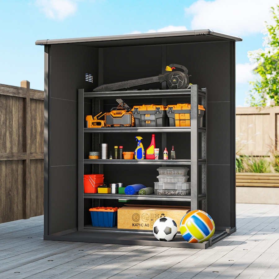 Image 980663_ALTMORE7.jpg, Product 980-663 / Price $519.99, Outsunny 4 x 5FT Lean to Outdoor Storage Shed Plastic Garden Tool Storage from Outsunny on TSC.ca's Home & Garden department