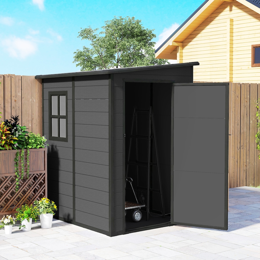 Image 980663_ALTMORE8.jpg, Product 980-663 / Price $519.99, Outsunny 4 x 5FT Lean to Outdoor Storage Shed Plastic Garden Tool Storage from Outsunny on TSC.ca's Home & Garden department