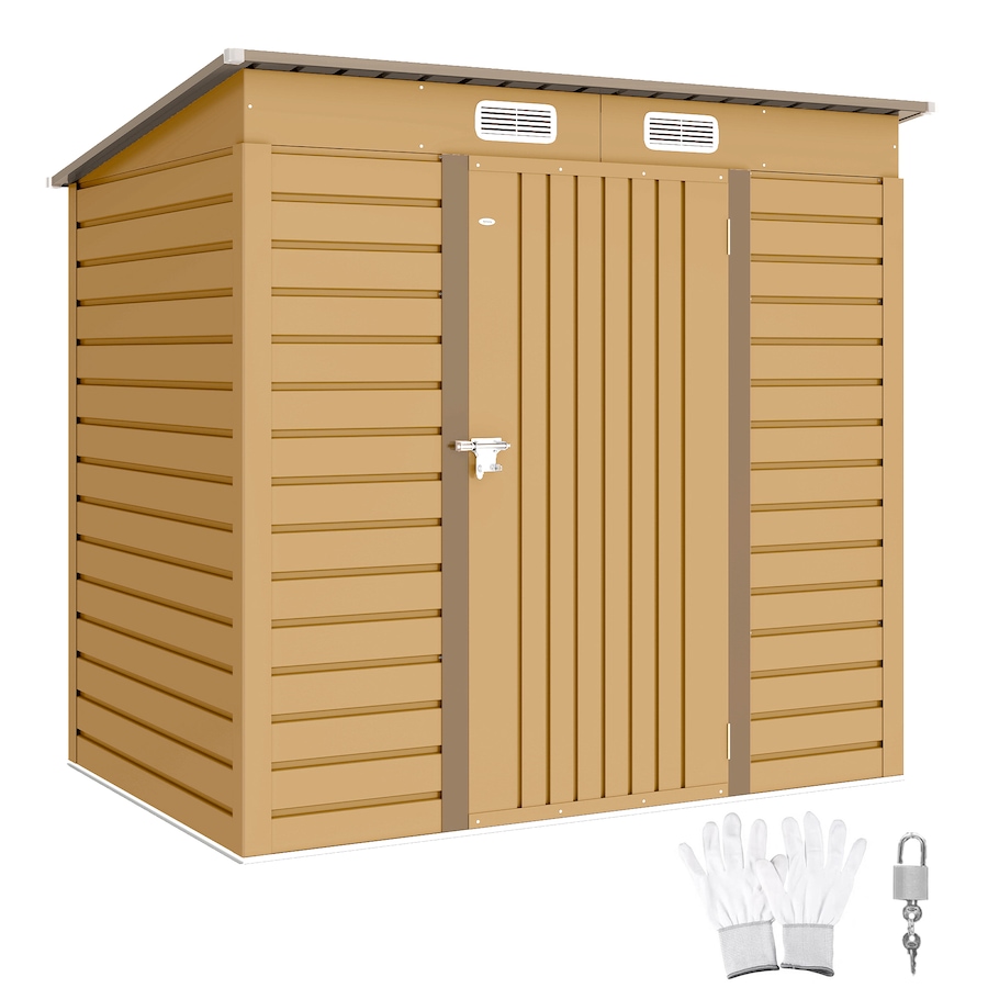 Image 980664.jpg, Product 980-664 / Price $289.99, Outsunny 6 x 4FT Metal Garden Storage Shed with 2 Vents, Yellow from Outsunny on TSC.ca's Home & Garden department