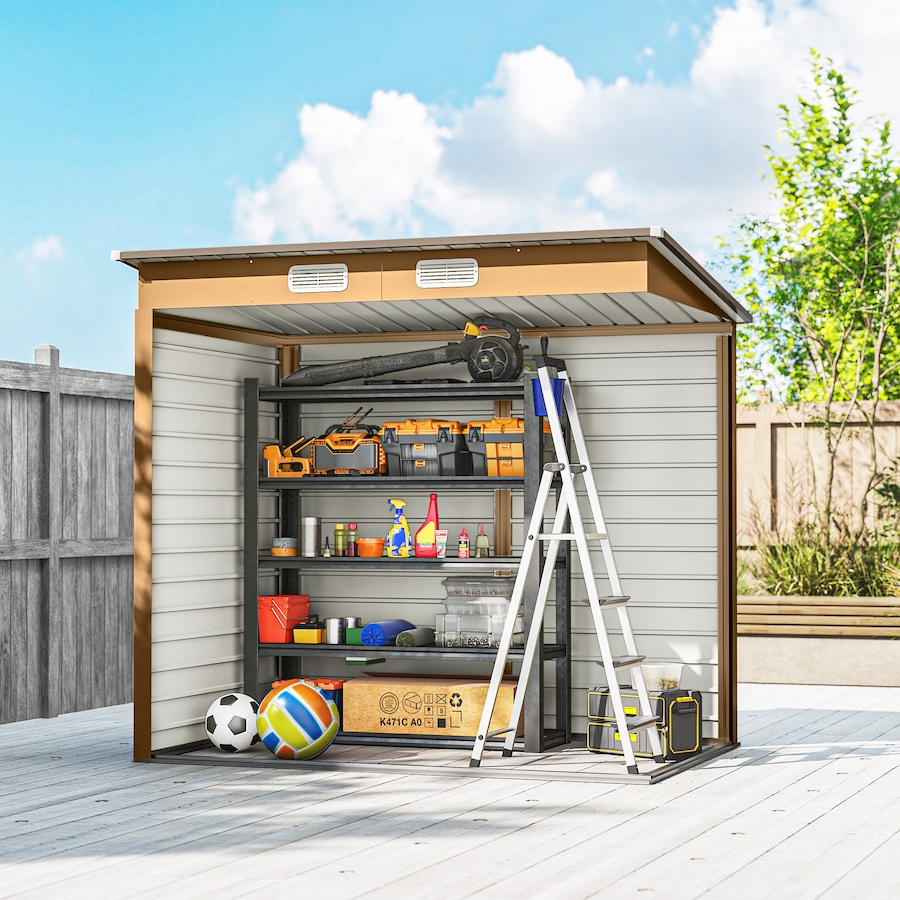 Image 980664_ALTMORE7.jpg, Product 980-664 / Price $289.99, Outsunny 6 x 4FT Metal Garden Storage Shed with 2 Vents, Yellow from Outsunny on TSC.ca's Home & Garden department