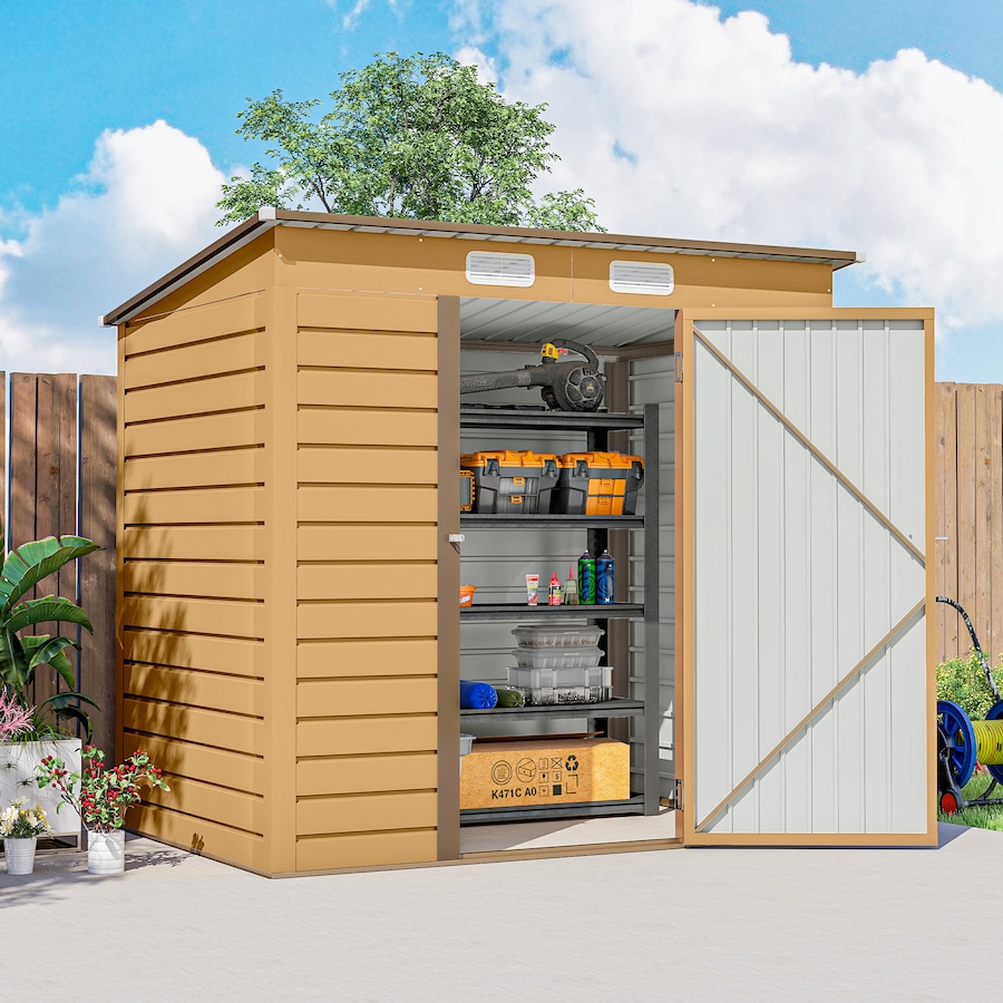 Image 980664_ALTMORE8.jpg, Product 980-664 / Price $289.99, Outsunny 6 x 4FT Metal Garden Storage Shed with 2 Vents, Yellow from Outsunny on TSC.ca's Home & Garden department